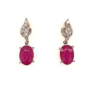 Natural Ruby Diamond Earrings 14k Gold 1.55 TCW Certified $3,050 018663